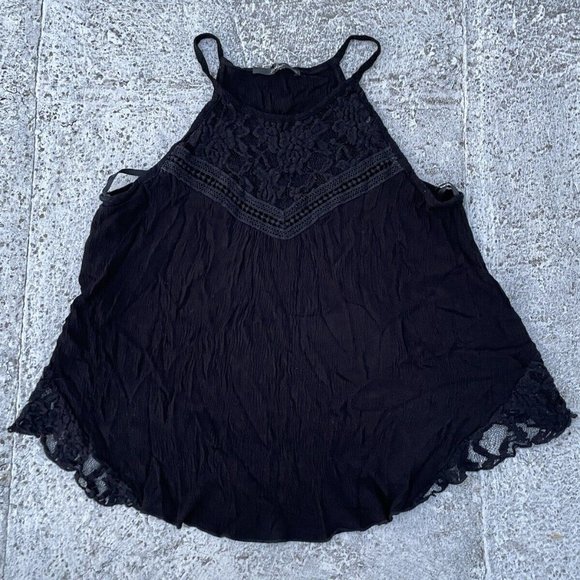 Papaya Women Top Black Blouse Tank Top Laces Size S - Picture 4 of 10